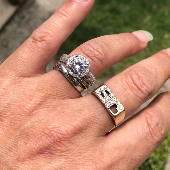 LAST 1* Gorg* Platinum Plated CZ AAA Sterling Halo - Picture 5 of 6